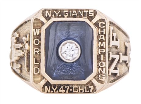 1956 Walt Yowarsky New York Giants NFL Championship Ring (Yowarsky Family LOA)